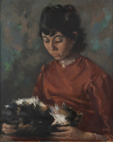Painting, Scott PENDLEBURY, Anne with Tuff (A quiet moment), 1970