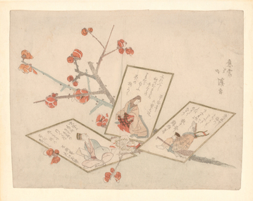 Print, HOKKEI, Totoya, Blossom with Three Pictures of Poets