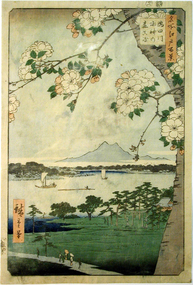 Print, HIROSHIGE, Utagawa, Suijin Grove and Massaki on the Sumida River. No. 35 from series '100 scenes of Edo
