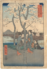 Print, HIROSHIGE, Utagawa, No. 7 From Sumida River from series "36 Views of Mt.Fuji", c. 1858 (Year of the Horse 4)