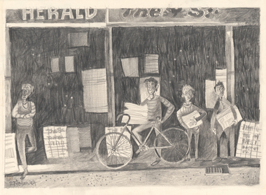 Drawing, Paperboys Wainting, 1984