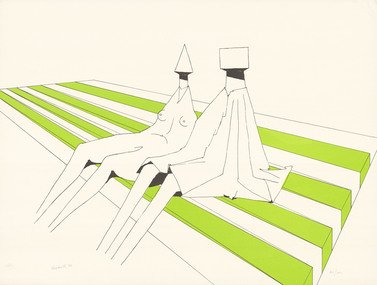 Print, CHADWICK, Lynn  b. 1914 England  d. 2003 England, Two Sitting Figures on Strips, 1972