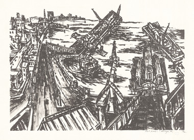 Print, SENBERGS, Jan  b.1939 Riga, Latvia.  Arrived Australia 1950, Port piers, 1980