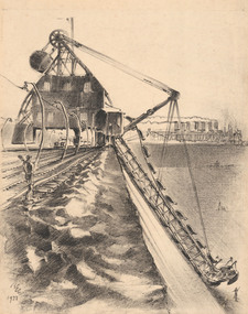 Drawing, CURTIS, Robert Emerson  b. 1899 England  d. 1996, Dredging Yallourn, 1933
