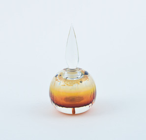 Glass, CLEMENTS, Richard  b. 1950 England  arr. Australia 1971, Amber perfume bottle with stopper, Not dated
