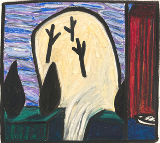 Work on paper, ADAMS, Julie  b. 1956, Keepers at the crossing - study, 1987