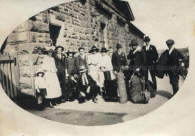 Photograph (Item), Group Of People Outside Malmsbury Station, Malmsbury