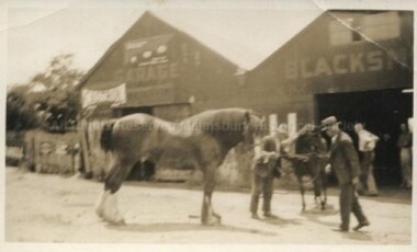 Photograph (Item), B/W Hannigans Garage/Blacksmith, Malmsbury