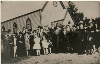 Photograph (Item), "Church Of England Lauriston With Group, A Wedding?", Malmsbury ca1900