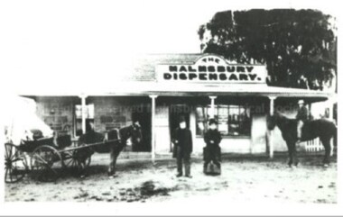 Photograph (Item), B/W Photo Of Dr Davy Outside His Malmsbury Dispensary