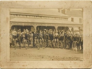 Photograph (Item), Group Of Cyclists At Rollieris Mineral Springs Hotel Hepburn, Malmsbury ca1900