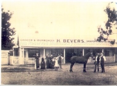 Photograph (Item), B/W Photo Of H. Bevers Grocery Shop Etc. Daylesford Rd C1900, Malmsbury c1900