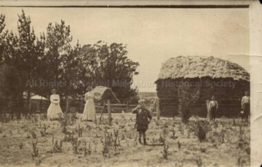 Photograph (Item), "Ellis Family Members Near Haystack At ""The Falls""", Malmsbury