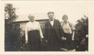 Photograph (Item), "Mrs Mary Dodd, George Dodd & Milly Dodd At Malmsbury C1920", Malmsbury c1920