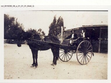 Photograph (Item), Jim Pianta & Cousin Bill Pola In Horse & Buggy At Malmsbury?, Malmsbury c1930