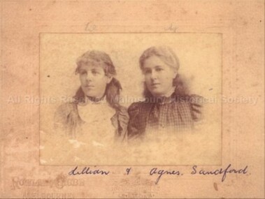 Photograph (Item), B/W Portrait Of Lillian & Agnes Sandford C1900, Malmsbury c1900