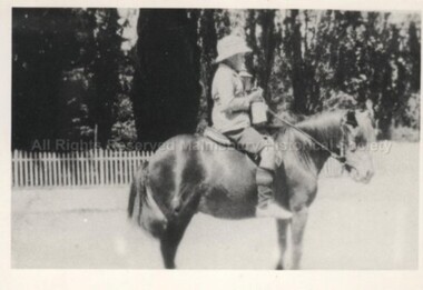 Photograph (Item), B Morgan Seated On Pony At Malmsbury Gardens, Malmsbury ca1930