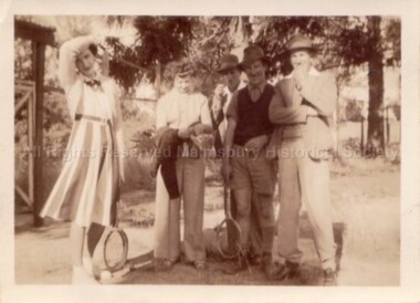 Photograph (Item), B/W A Group Of Adults Near Tennis Courts, Malmsbury ca1930