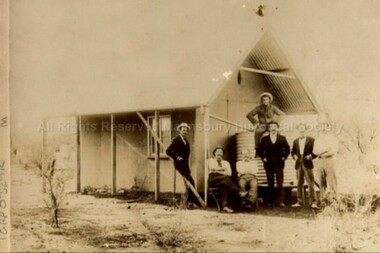 Photograph (Item), Group Outside A Hut In Coolgardie ?, Malmsbury c1900