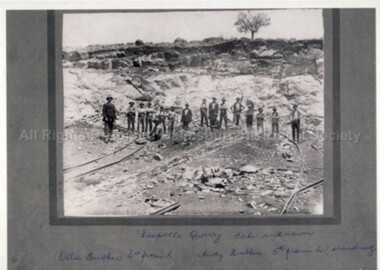 Photograph (Item), B/W Photo Of Men Working In Hooppells Quarry C1900, Malmsbury c1911-1919