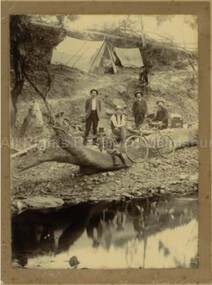 Photograph (Item), "Group Camping On Coliban River Malmsbury, Townsend", Malmsbury c1900