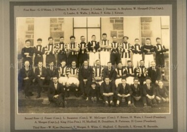 Photograph (Item), Malmsbury Football Club Premiers Team 1927 Outside Town Hall, Malmsbury 1927