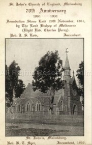 Postcard (Item), Postcard St John's Church 70th Anniversary 1931, Malmsbury ca1931