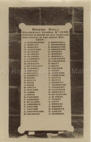 Postcard (Item), Postcard Malmsbury School No.1408 Honour Roll Kodak Postcard, Malmsbury c1918