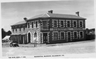 Postcard (Item), "Postcard Malmsbury Mansions, Rose P4994 (Copy)", Malmsbury c1927
