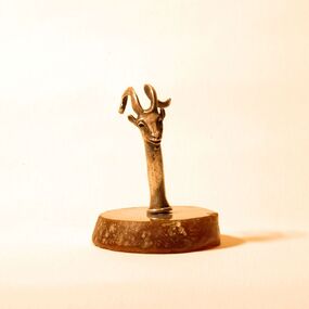 Silver Sculpture/Onyx base, Untitled (Goat)