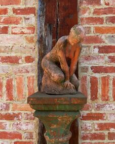 Terracotta Sculpture/ Iron Column, Untitled (Female Nude)