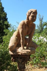 Terracotta Sculpture/ Iron Column, Untitled (Female Nude)