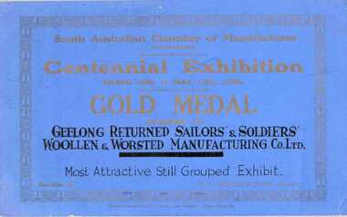 Certificate, South Australian Chamber of Manufactures Centennial Exhibition, 1936