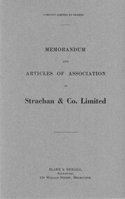 Booklet, Memorandum and Articles of Association of Strachan & Co. Limited