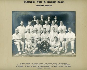 Photograph, Collins Brothers Marnock Vale B Cricket Team Premiers 1929-30