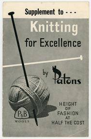 Book, Knitting, Supplement to Knitting for Excellence