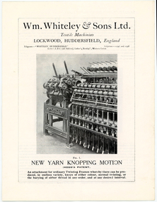 Booklet - New Yarn Knopping Motion (Hogg's Patent), m. Whiteley & Sons Ltd, 1927