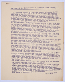 Document - The Story of the Bielsko Textile Machinery Works - 'Befama", Bielsko Textile Machinery Works, 1958