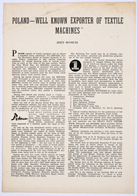 Document - Poland - Well Known Exporter of Textile Machines, Mr Jerzy Boniecki, 1958