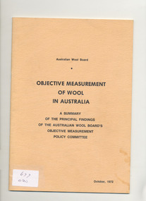 Book, Objective Measurement of Wool in Australia