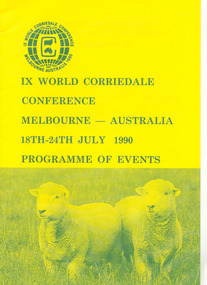 Booklet, IX World Corriedale Conference, Melbourne, Australia 18th-24th July 1990: Program of events