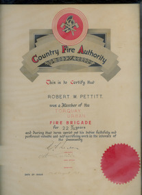 Certificate, Country Fire Authority