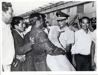 Photograph, Senor Valdez Minister of Agriculture receiving corriedale ram 1972