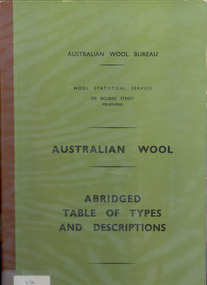 Book, Australian wool-abridged table of types and descriptions 1961
