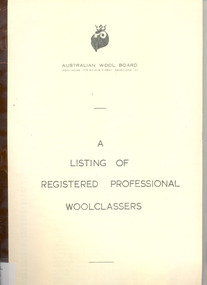 Book, A listing of registered professional wool classers and their stencil numbers