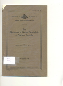 Book, The occurrence of bovine babesiellosis in northern Australia
