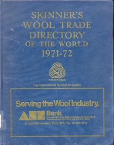 Book, Skinner's Wool Trade Directory of the World 1971-1972