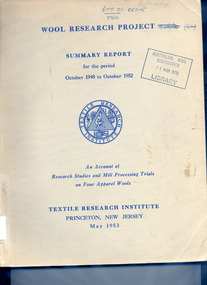 Book, An account of research studies and mill processing trials on four apparel wools