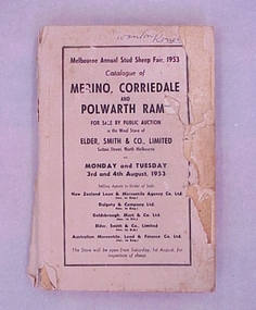 Catalogue, Melbourne Annual Stud Sheep Fair, 1953 Catalogue of Merino, Corriedale and Polwarth Rams
