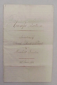 Book, Stationery, Arumpo Station Inventory of Stores, Stock and Plant and Household Furniture